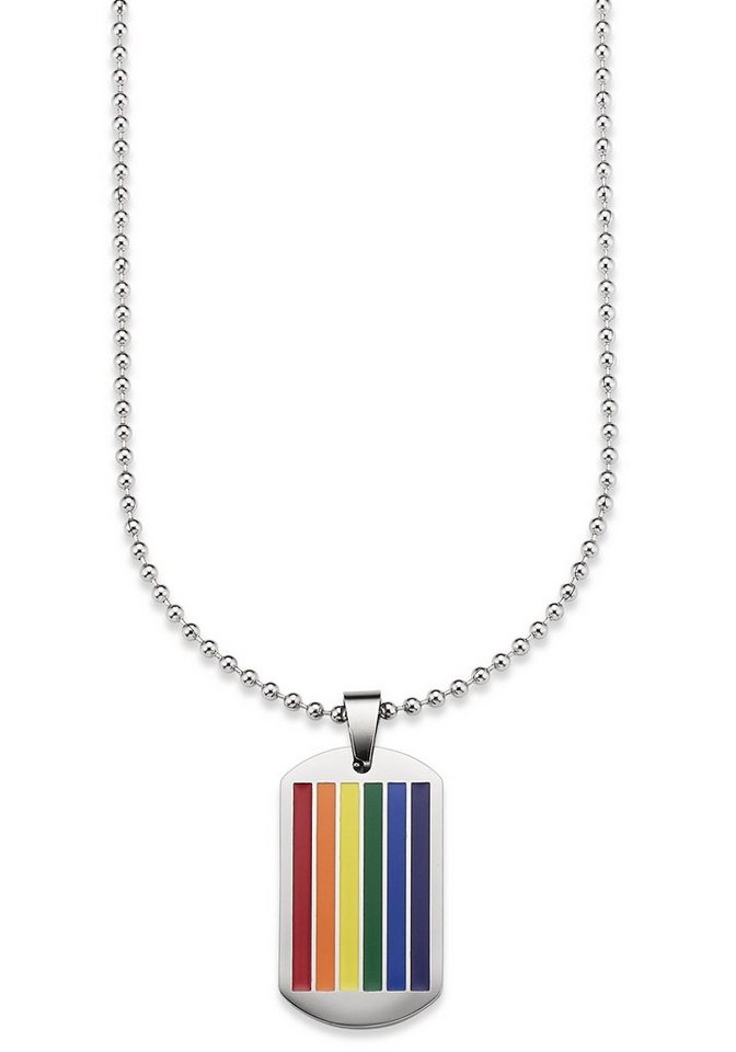 Bruno Banani Kette mit Anhänger Schmuck Geschenk, Halskette Regenbogen Dog Tag, Kugelkette, mit Epoxidharz von Bruno Banani