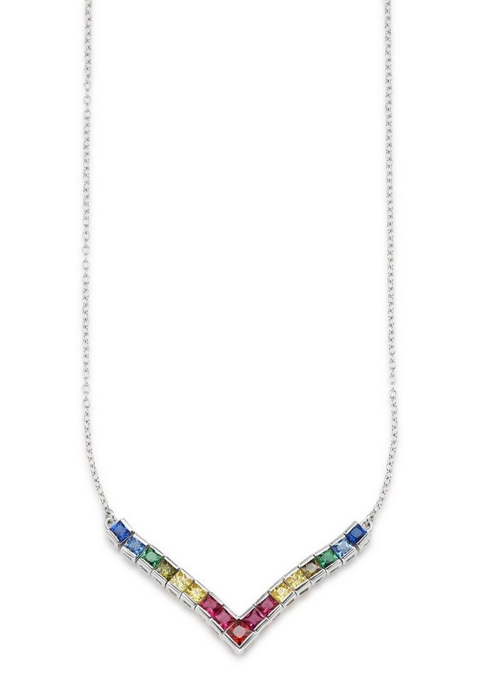 Bruno Banani Kette mit Anhänger Schmuck Geschenk Silber 925 Halsschmuck Halskette Regenbogen, mit Zirkonia (synth) von Bruno Banani