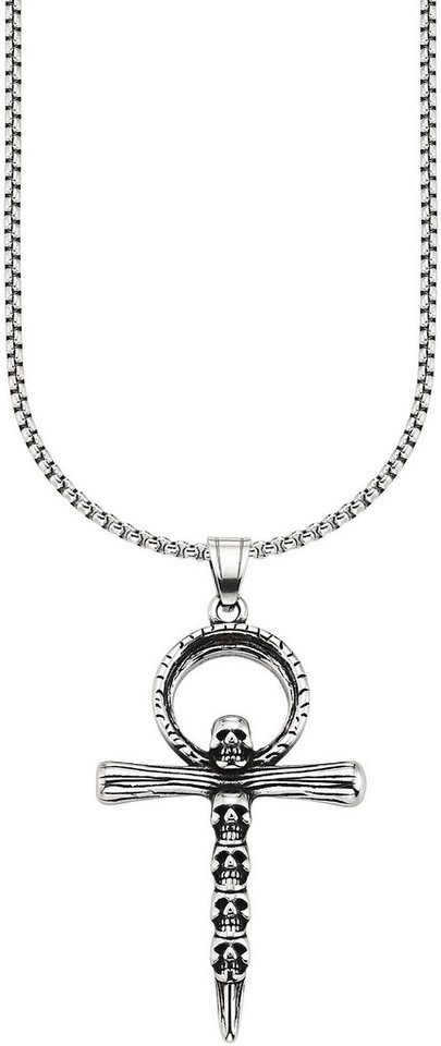 Bruno Banani Kette mit Anhänger Schmuck Geschenk Halsschmuck Anhänger Kreuz mit Totenköpfe-Design von Bruno Banani
