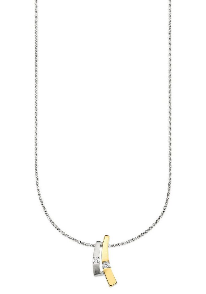 Bruno Banani Kette mit Anhänger Schmuck Geschenk Silber 925 Halsschmuck Halskette Ankerkette, mit Zirkonia (synth) von Bruno Banani