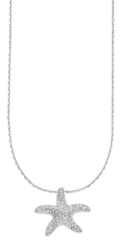 Bruno Banani Kette mit Anhänger Schmuck Geschenk Silberkette rhodiniert mit Anhänger Seestern, mit Zirkonia (synth) von Bruno Banani