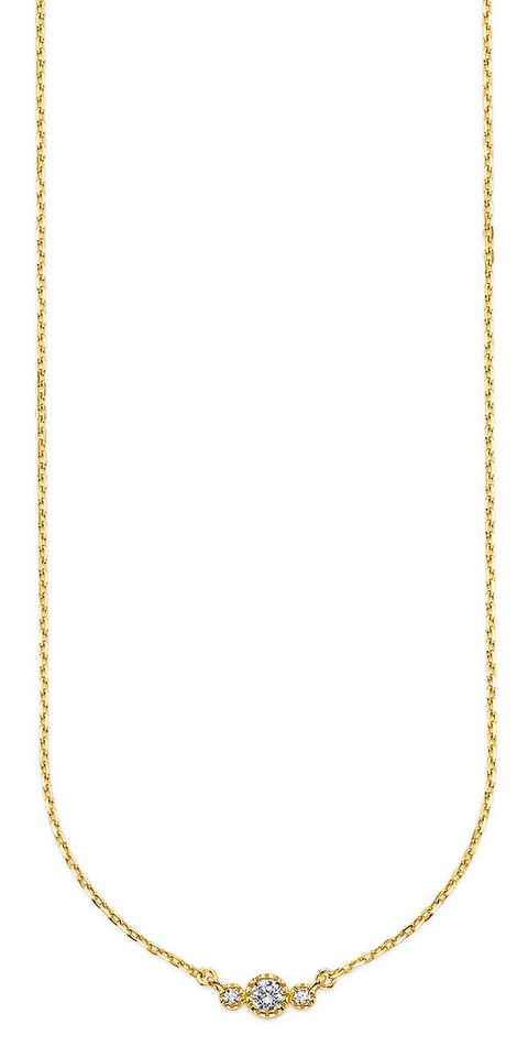 Bruno Banani Kette mit Anhänger Schmuck Geschenk gelbgoldfarben vergoldet mit kleinem Anhänger, mit Zirkonia (synth) von Bruno Banani