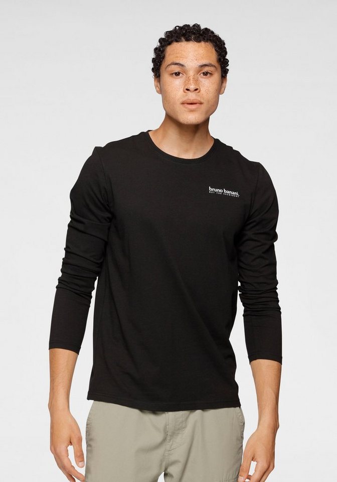 Bruno Banani Langarmshirt (2er-Pack) schmal geschnitten, bedruckt, aus Baumwolle, im 2er-Pack von Bruno Banani