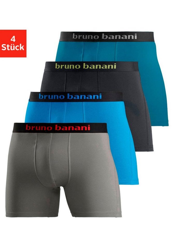 Bruno Banani Langer Boxer (Packung, 4-St) mit auffälligem Logobund von Bruno Banani