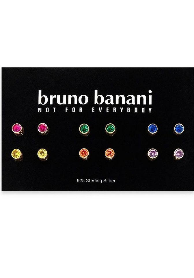 Bruno Banani Ohrstecker-Set Mulitpack Schmuck Geschenk Silber 925 Ohrschmuckset Regenbogen (Set, 12-tlg), mit Zirkonia (synth) von Bruno Banani