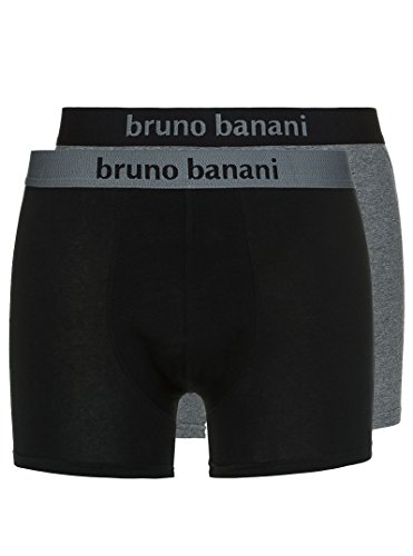 Bruno Banani Short 2 Pack Flowing Farbwahl 2201-1388 (XL/7, schwarz/graumelange 1782) von bruno banani