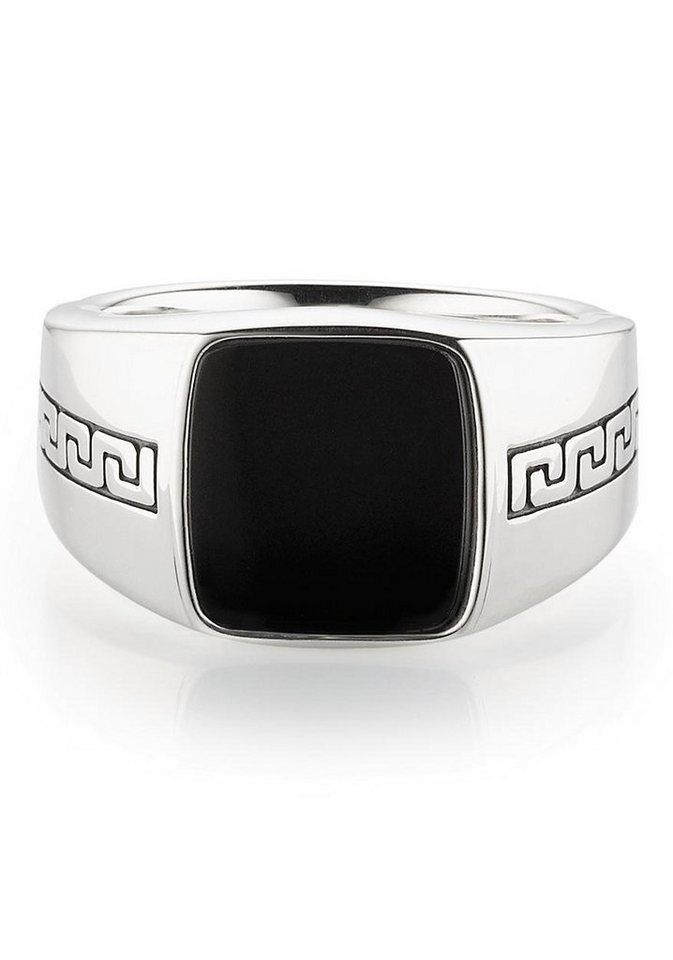 Bruno Banani Fingerring Schmuck Geschenk Silber 925 Herrenring Siegelring Mäander Onyx, mit Onyx von Bruno Banani