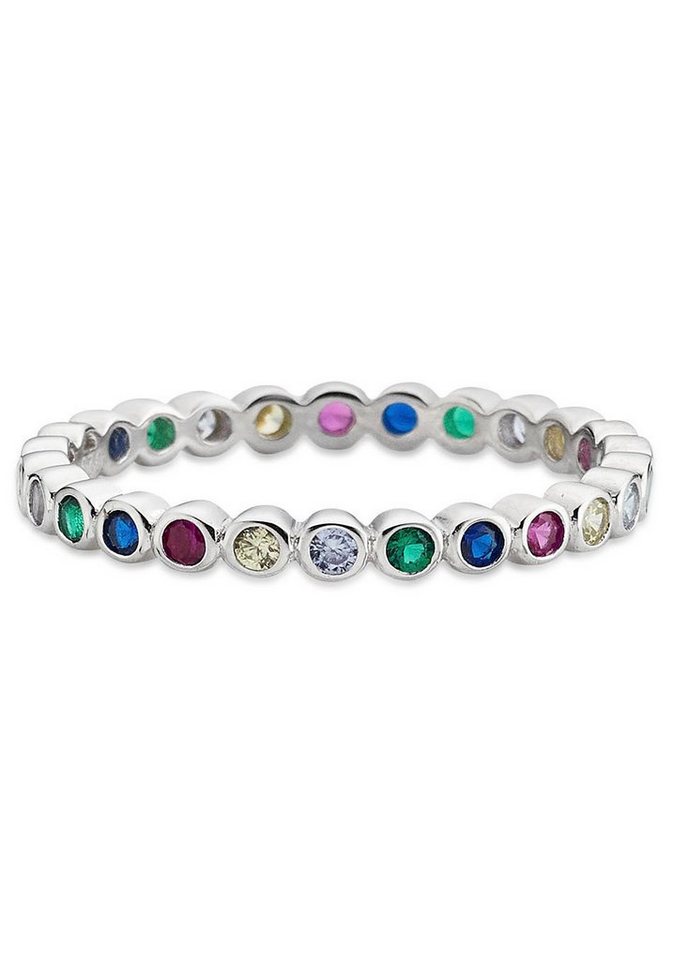 Bruno Banani Fingerring Schmuck Geschenk Silber 925 Damenring Memoire Regenbogen, mit Zirkonia (synth) von Bruno Banani