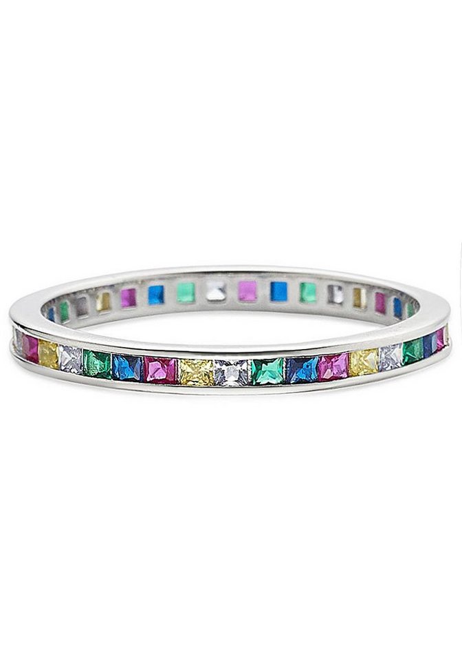 Bruno Banani Fingerring Schmuck Geschenk Silber 925 Damenring Memoire Regenbogen, mit Zirkonia (synth) von Bruno Banani