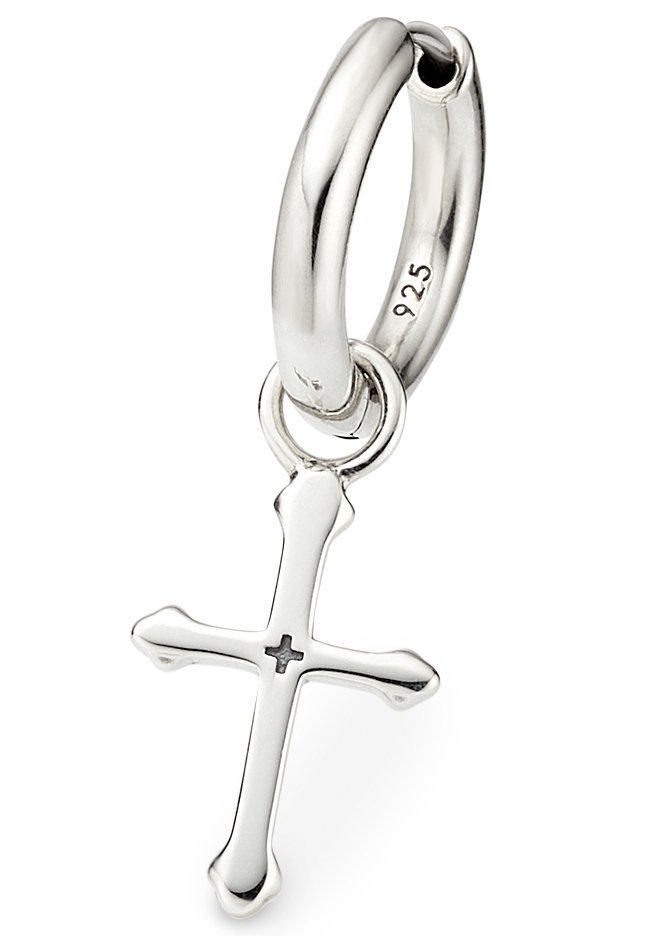 Bruno Banani Single-Creole Schmuck Geschenk Silber 925 Ohrschmuck Ohrring Kreuz, Einhänger abnehmbar von Bruno Banani