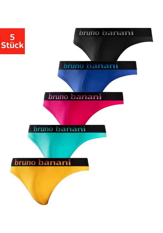 Bruno Banani String (Packung, 5-St) mit Streifen Logo Webbund von Bruno Banani