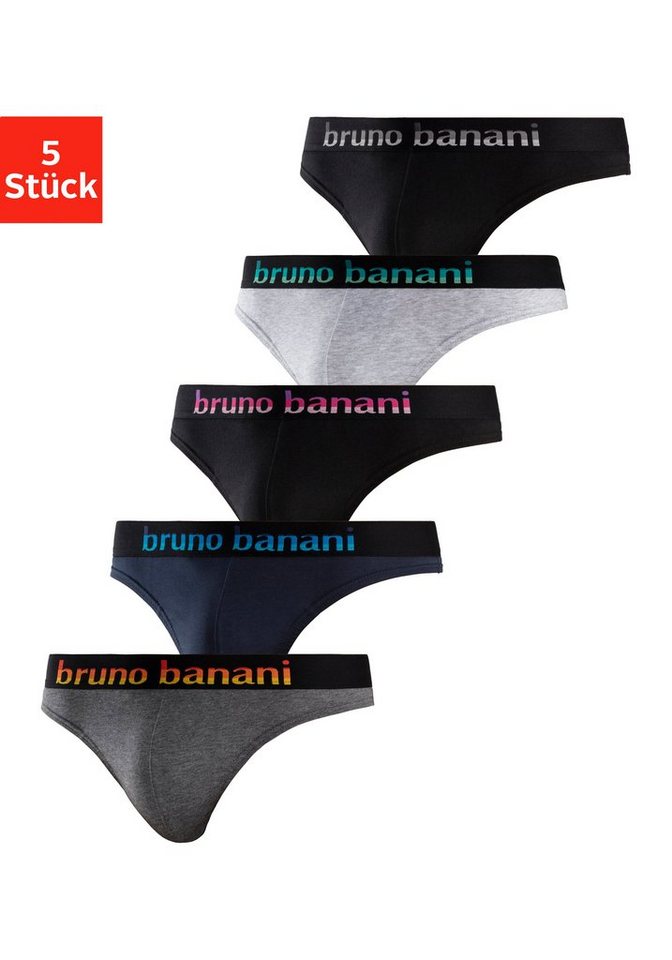 Bruno Banani String (Packung, 5-St) mit Streifen Logo Webbund von Bruno Banani