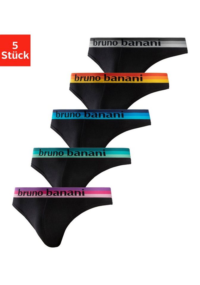 Bruno Banani String (Packung, 5-St) mit Streifen Logo Webbund von Bruno Banani