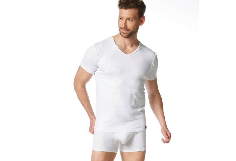 Bruno Banani V-Shirt CHECK LINE 2.0 Pique Optik, Kurzarm, V-Neck, Cotton-Mix von Bruno Banani