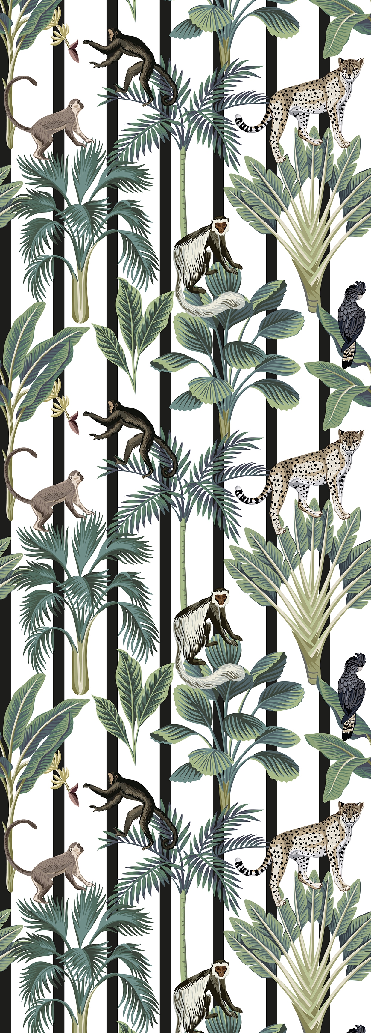Bruno Banani Vinyltapete "Affen und Bäume" gemustert glatt 90x250cm, selbstklebend, kinderleichte Anbringung, Sticker von Bruno Banani
