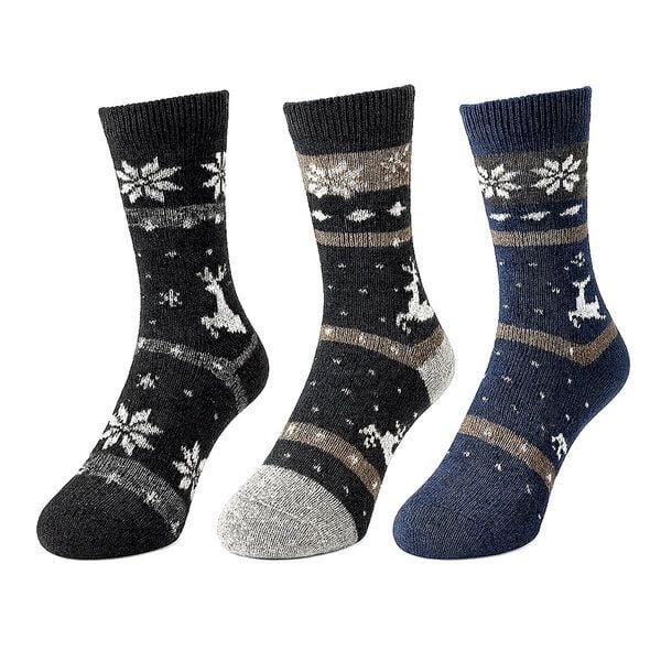 Bruno Barella Alpaka Thermo-Socken 3er-Pack – Extra warme & weiche Wintersocken aus 80% Alpakawolle | Langlebig, kuschelweich & mit winterlichen Rentier-Motiven von Bruno Barella