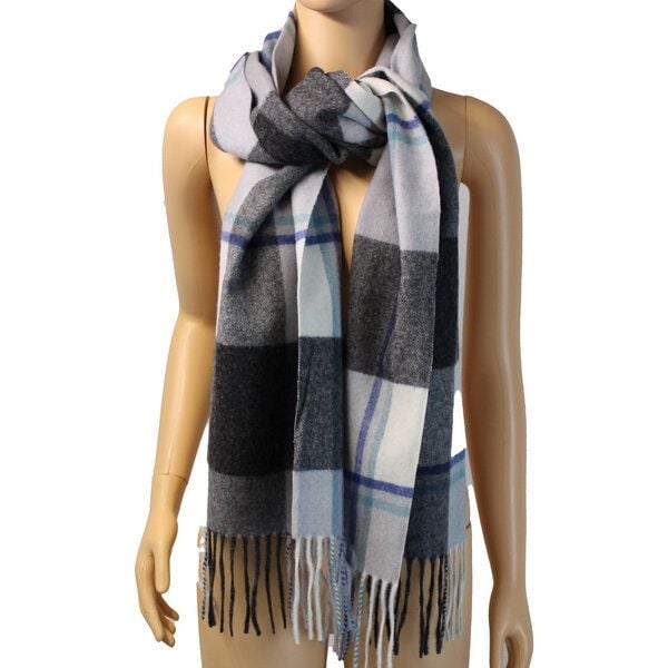 Bruno Barella Kuscheliger Wollschal mit Quasten im Blockkaromuster aus 100% Wolle von Bruno Barella