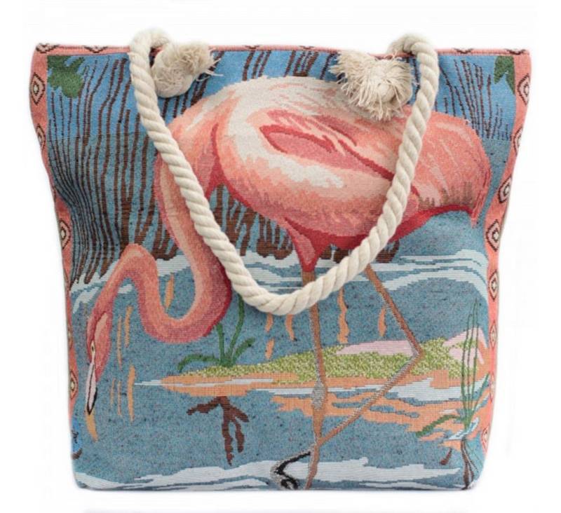 Bruno Barella Schultertasche Jacquard Tasche mit Seilgriff Flamingo Muster von Bruno Barella