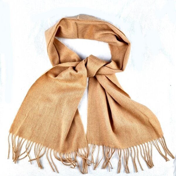 Bruno Barella Winter Schal aus Wolle Natur mit Fransen von Bruno Barella