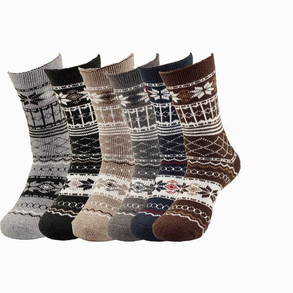 Bruno Barella Winter Thermo Socken aus Alpakawolle mit Entspannungsmotiv im 6er-Pack von Bruno Barella