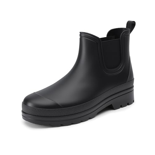 Bruno Marc Gummistiefel Herren Halbhoch Chelsea Boots Arbeitsschuhe wasserdichte Stiefel für die Gärtnern Autowaschen Hundespaziergänge,Size 44,Alles Schwarz,BMEMRB2501 von Bruno Marc