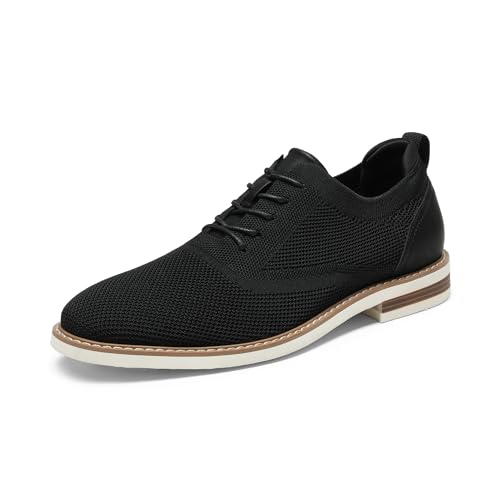 Bruno Marc Herren Anzugschuhe Atmungsaktiv Gestrickter Stoff Derby Sommer Schnürschuhe Formale Moderne Klassische,Size 45,Schwarz,SBOX2320M-E von Bruno Marc