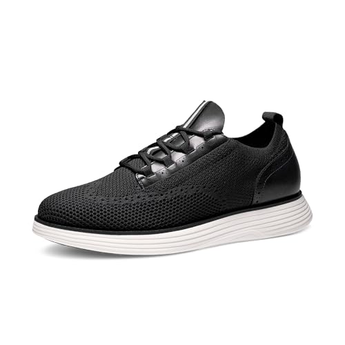 Bruno Marc Herren Anzugschuhe Atmungsaktiv Gestrickter Stoff Schnürhalbschuhe Sommer Casual lässige Moderne Klassische Schuhe,Size 47,Schwarz 14,SBOX2414M von Bruno Marc