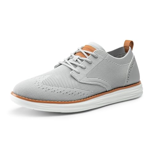Bruno Marc Herren Anzugschuhe KnitFlex Craft Atmungsaktiv Gestrickter Stoff Schnürhalbschuhe Sommer Casual lässige Moderne Klassische Schuhe,Size 41,Grau 06,SBOX2406M von Bruno Marc