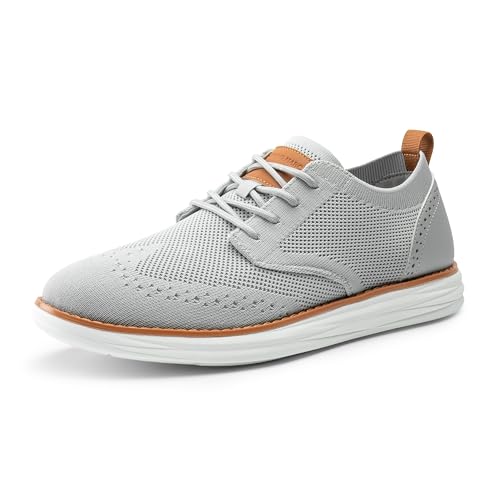 Bruno Marc Herren Anzugschuhe KnitFlex Craft Atmungsaktiv Gestrickter Stoff Schnürhalbschuhe Sommer Casual lässige Moderne Klassische Schuhe,Size 41.5,GRAU,SBOX2406M von Bruno Marc