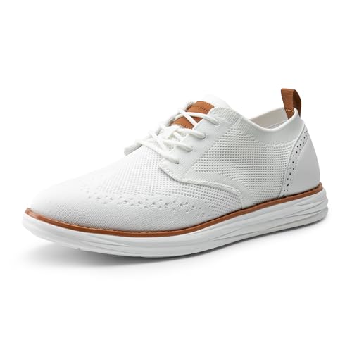 Bruno Marc Herren Anzugschuhe KnitFlex Craft Atmungsaktiv Gestrickter Stoff Schnürhalbschuhe Sommer Casual lässige Moderne Klassische Schuhe,Size 41.5,Weiss 06,SBOX2406M von Bruno Marc