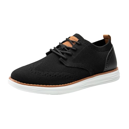 Bruno Marc Herren Anzugschuhe CoolFlex Craft Atmungsaktiv Gestrickter Stoff Schnürhalbschuhe Sommer Casual lässige Moderne Klassische Schuhe,Size 42,SCHWARZ,SBOX2406M von Bruno Marc