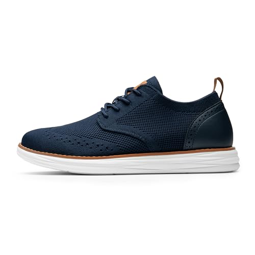 Bruno Marc Herren Anzugschuhe KnitFlex Craft Atmungsaktiv Gestrickter Stoff Schnürhalbschuhe Sommer Casual lässige Moderne Klassische Schuhe,Size 43.5,Marine 06,SBOX2406M von Bruno Marc