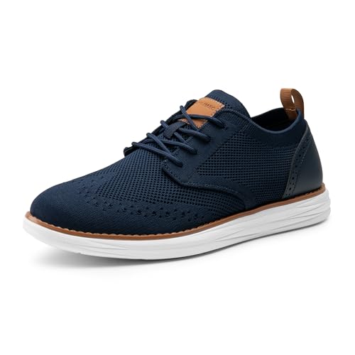 Bruno Marc Herren Anzugschuhe CoolFlex Craft Atmungsaktiv Gestrickter Stoff Schnürhalbschuhe Sommer Casual lässige Moderne Klassische Schuhe,Size 44,Marine,SBOX2406M von Bruno Marc