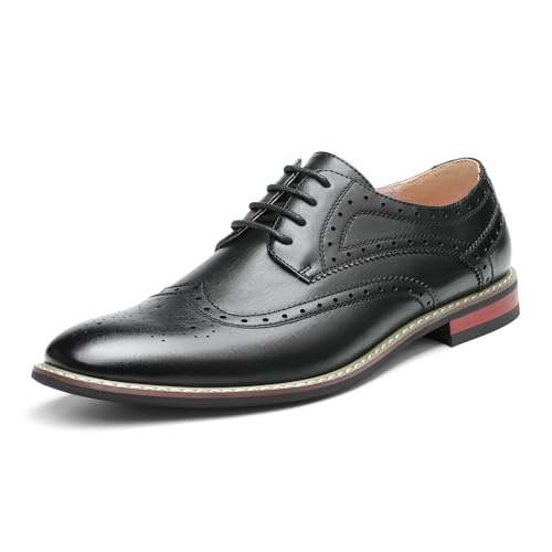 Bruno Marc Herren Anzugschuhe Klassischer atmungsaktiver Business Lederschuhe Schnürhalbschuhe Derby Oxfords Hochzeit Schuhe,Size 43,Schwarz,Prince-3 von Bruno Marc