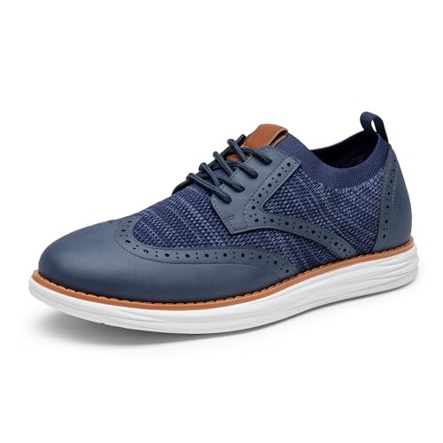 Bruno Marc Herren Anzugschuhe KnitFlex Craft Atmungsaktiv Gestrickter Stoff Schnürhalbschuhe Sommer Casual lässige Moderne Klassische Schuhe,Size 44.5,Marine 08,SBOX2408M von Bruno Marc