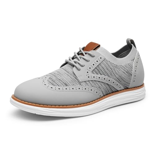 Bruno Marc Herren Anzugschuhe KnitFlex Craft Atmungsaktiv Gestrickter Stoff Schnürhalbschuhe Sommer Casual lässige Moderne Klassische Schuhe,Size 46,Grau 08,SBOX2408M von Bruno Marc