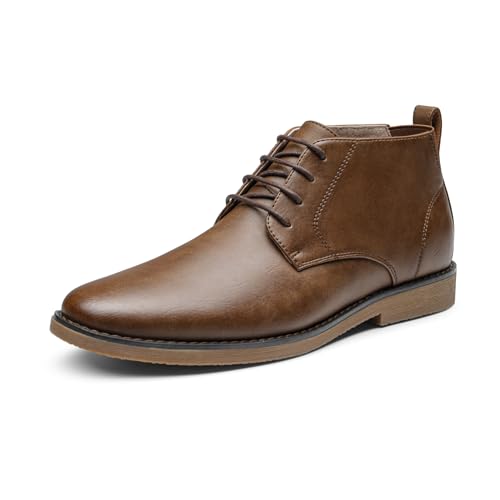Bruno Marc Herren Chukka Boots Stiefelette Kleiden Wasserdicht Lederstiefel Schnürstiefel,Size 43,Braun,Chukka-1 von Bruno Marc