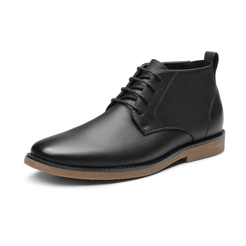 Bruno Marc Herren Chukka Boots Stiefelette Kleiden Wasserdicht Lederstiefel Schnürstiefel,Size 43,Schwarz,Chukka-1 von Bruno Marc