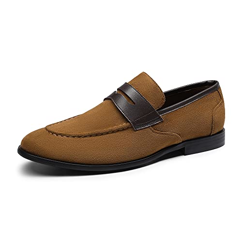 Bruno Marc Herren Wildleder Mokassins Klassische Slip on Anzugschuhe Loafer Flache Slipper Weich Comfort Hochzeit Schuhe Business Schnürhalbschuhe BRAUN SBLS2243M-E Größe 46 (EUR) von Bruno Marc