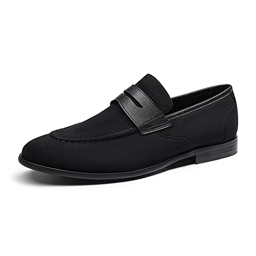 Bruno Marc Herren Wildleder Mokassins Klassische Slip on Anzugschuhe Loafer Flache Slipper Weich Comfort Hochzeit Schuhe Business Schnürhalbschuhe SCHWARZ SBLS2243M-E Größe 44 (EUR) von Bruno Marc