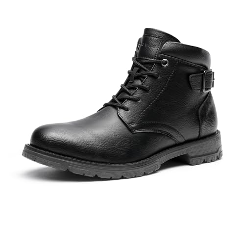 Bruno Marc Herren Motorrad Combat Schnürstiefel mit Reißverschluss und bequemem Fußbett,Size 43,Schwarz,BMEMAB2502 von Bruno Marc