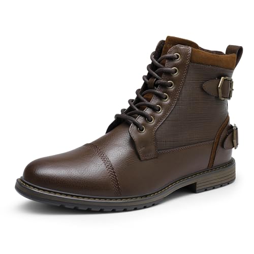 Bruno Marc Herren Motorrad Stiefel Motorradschuhe Herren Schnürstiefel Boots Kunstlederstiefel Chukka Boots Zipper Closure Biker Boots Herren,Size 39.5,Braun,Philly_10 von Bruno Marc