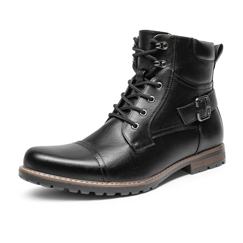 Bruno Marc Herren Motorrad Stiefel Schnürstiefel Boots Klassische Chukka Biker Freizeitschuhe,Size 40,Schwarz,PHILLY-3 von Bruno Marc