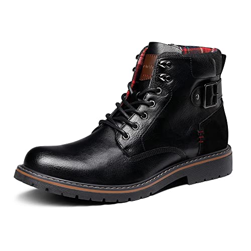 Bruno Marc Herren Motorrad Stiefel Schnürstiefel Klassische Chukka Boots Biker Freizeitschuhe,Size 44,Schwarz,SBBO2215M-E von Bruno Marc
