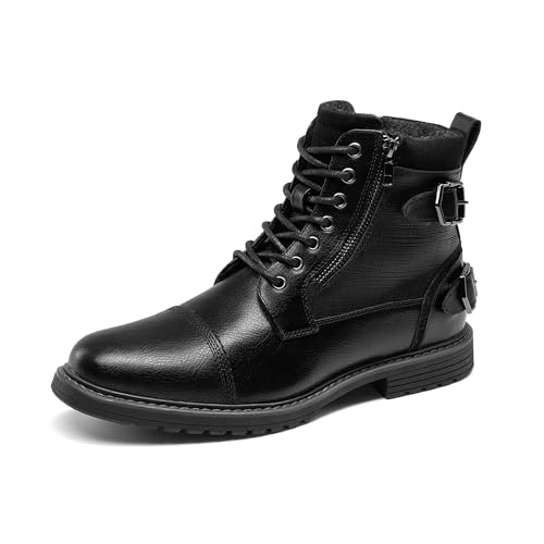 Bruno Marc Herren Motorrad Stiefel Schnürstiefel Klassische Biker Boots Freizeitschuhe mit seitlichem Reißverschluss,Size 39.5,Alles Schwarz,BMUMAB2514 von Bruno Marc