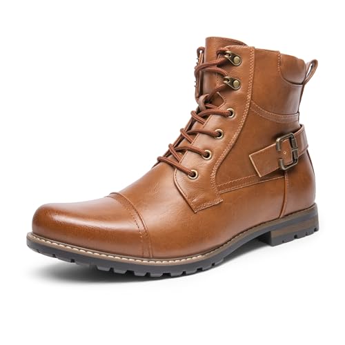 Bruno Marc Herren Motorrad Stiefel Schnürstiefel Boots Klassische Chukka Biker Freizeitschuhe,Size 44.5,Braun,PHILLY-3 von Bruno Marc
