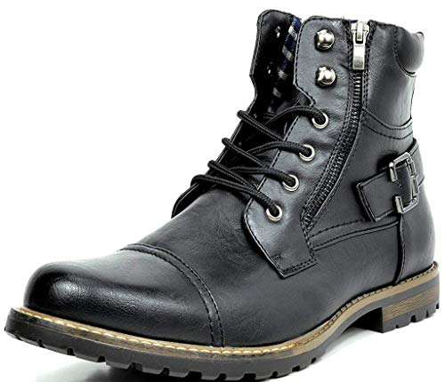 Bruno Marc Herren Schn?rstiefel Leder Klassische Stiefel Motorrad Boots Schwarz Gr??e 12 M US / 46 EU Philly-3 von Bruno Marc