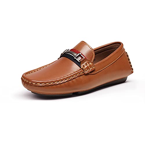 Bruno Marc Mädchen Jungen Schulschuhe für Kinder Mokassin Anzugschuhe Hochzeit Schuhe Dress Shoes Loafers Slip-on BRAUN SBLS218K Größe 26.5 (EUR) von Bruno Marc