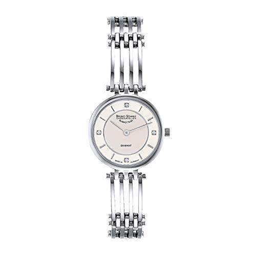 Bruno Söhnle 17-13103-242 Latina II Damen-Armbanduhr, Quarz, Edelstahlgehäuse, Saphirglas, Edelstahlarmband, mit Faltschließe, 4 Brillanten, 3 bar von Bruno Söhnle