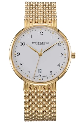 Bruno Söhnle Herrenuhr Original NEU Nabucco II Damen - und Herrenuhr Gold Weiß Quarz Saphirglas 38mm- 17-33228-922 von Bruno Söhnle